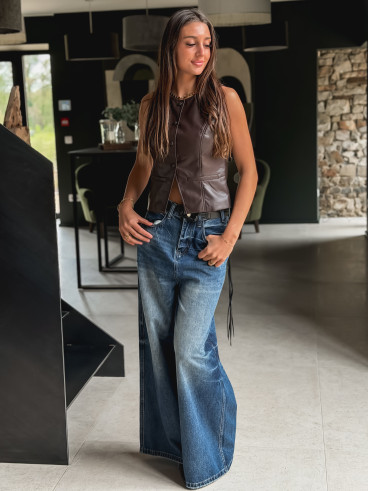 Gilet en simili Ysaline - Chocolat Gilet en simili Ysaline - Chocolat