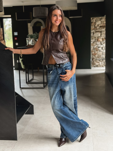 Gilet en simili Ysaline - Chocolat