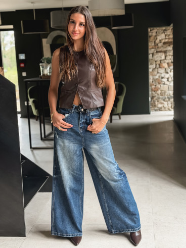 Gilet en simili Ysaline - Chocolat Gilet en simili Ysaline - Chocolat