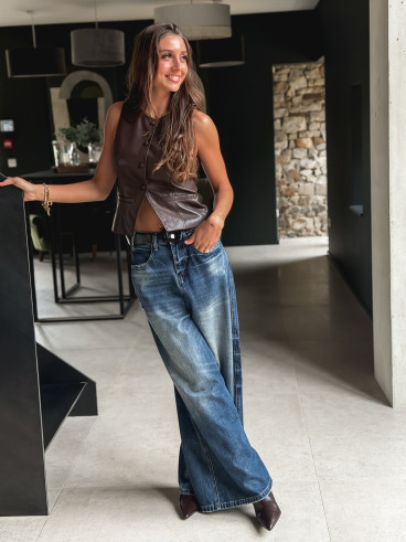 Gilet en simili Ysaline - Chocolat Gilet en simili Ysaline - Chocolat