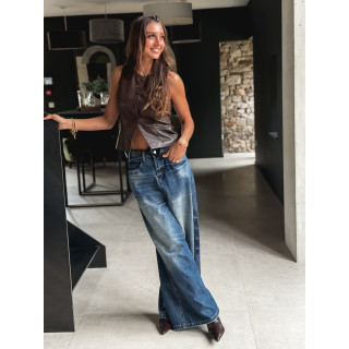 Gilet en simili Ysaline - Chocolat