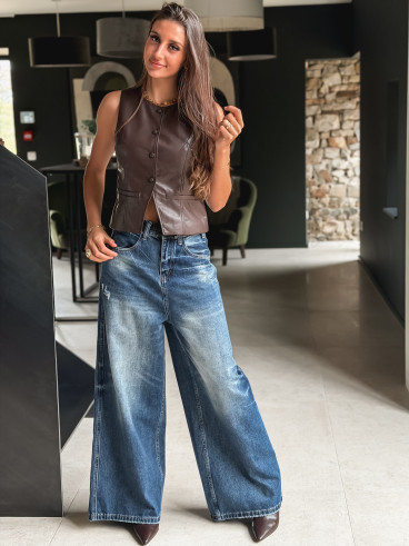 Gilet en simili Ysaline - Chocolat Gilet en simili Ysaline - Chocolat