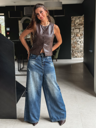 Gilet en simili Ysaline - Chocolat Gilet en simili Ysaline - Chocolat