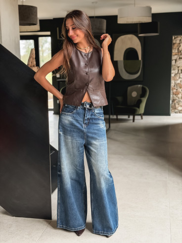 Gilet en simili Ysaline - Chocolat Gilet en simili Ysaline - Chocolat