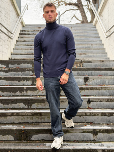 Pull col roulé Gaspard - Bleu marine