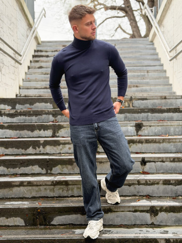 Pull col roulé Gaspard - Bleu marine