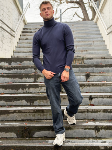 Pull col roulé Gaspard - Bleu marine