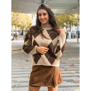 Jupe short en suédine Youna - Chocolat