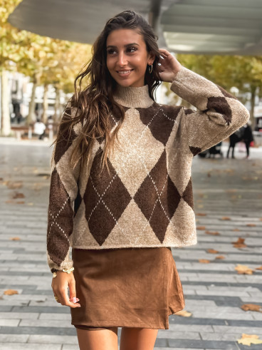 Jupe short en suédine Youna - Chocolat Jupe short en suédine Youna - Chocolat