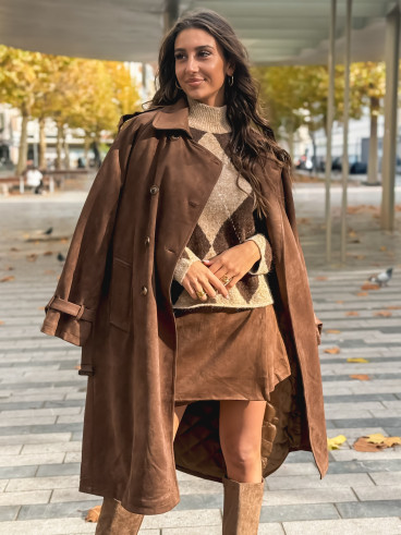 Jupe short en suédine Youna - Chocolat Jupe short en suédine Youna - Chocolat