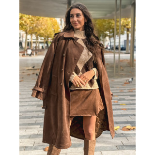 Jupe short en suédine Youna - Chocolat