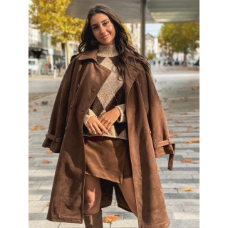 Jupe short en suédine Youna - Chocolat