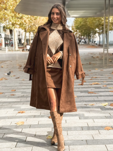 Trench en suédine Tulum - Chocolat