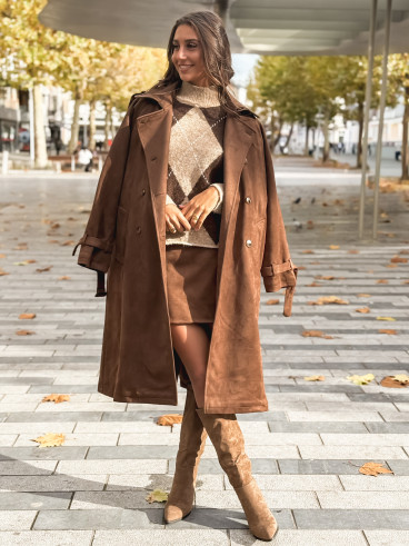 Trench en suédine Tulum - Chocolat