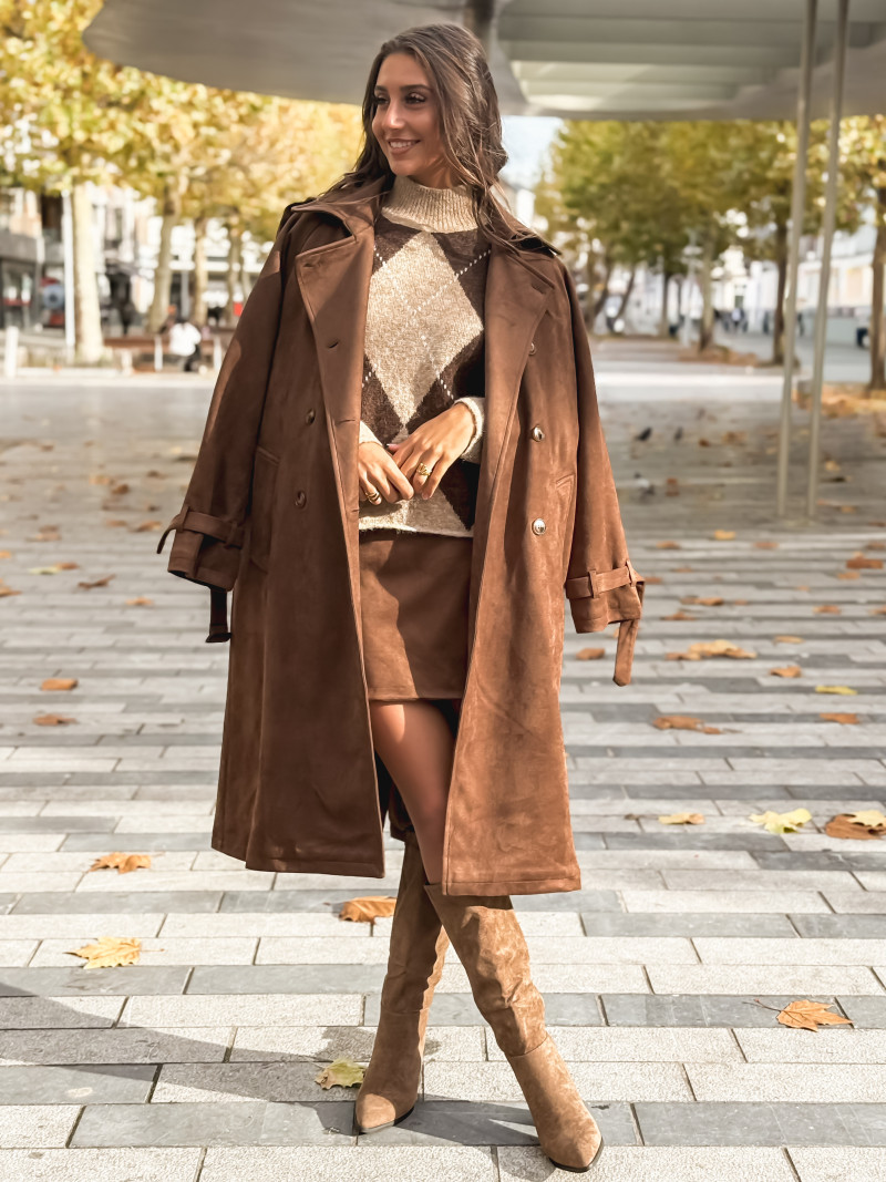 Trench en suédine Tulum - Chocolat