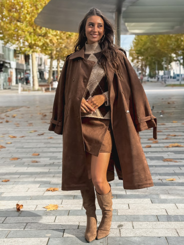Trench en suédine Tulum - Chocolat