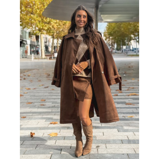 Trench en suédine Tulum - Chocolat