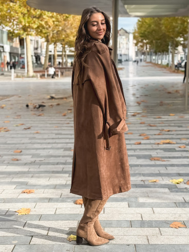 Trench en suédine Tulum - Chocolat