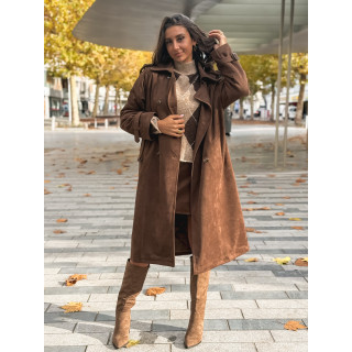 Trench en suédine Tulum - Chocolat