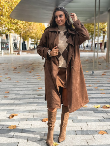 Trench en suédine Tulum - Chocolat