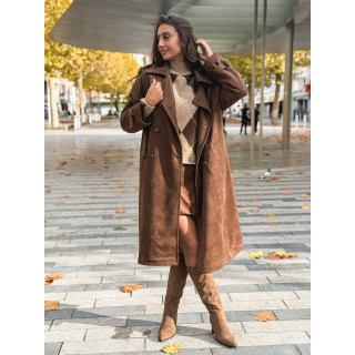 Trench en suédine Tulum - Chocolat