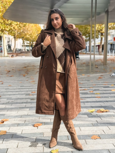 Trench en suédine Tulum - Chocolat