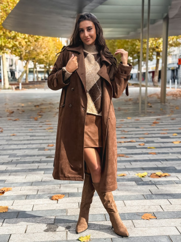 Trench en suédine Tulum - Chocolat