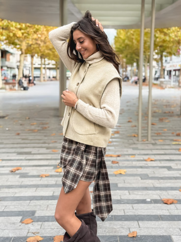 Jupe courte à carreaux Noa - Marron/ Beige Jupe courte à carreaux Noa - Marron/ Beige