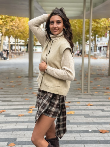 Jupe courte à carreaux Noa - Marron/ Beige Jupe courte à carreaux Noa - Marron/ Beige