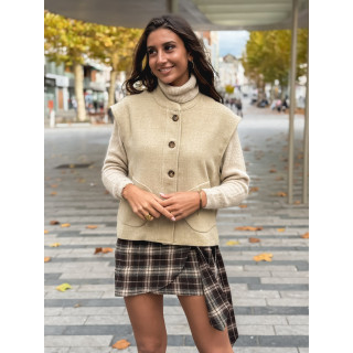 Jupe courte à carreaux Noa - Marron/ Beige