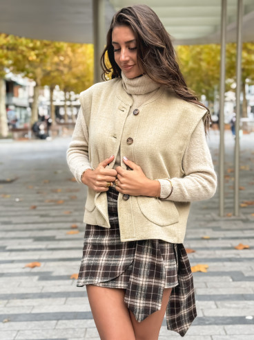 Jupe courte à carreaux Noa - Marron/ Beige Jupe courte à carreaux Noa - Marron/ Beige