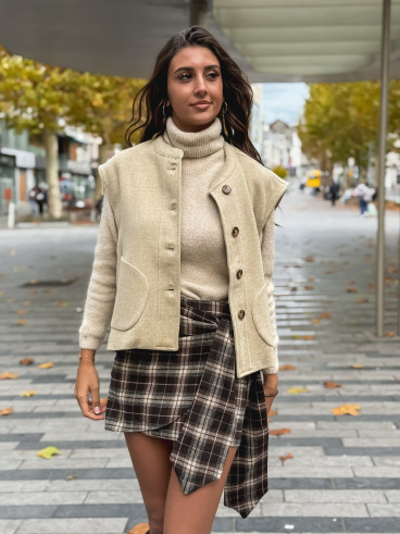 Jupe courte à carreaux Noa - Marron/ Beige Jupe courte à carreaux Noa - Marron/ Beige