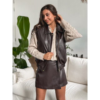 Veste en simili Lucca - Chocolat