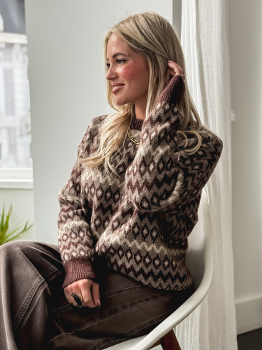 Pull à motifs Zélina - Marron