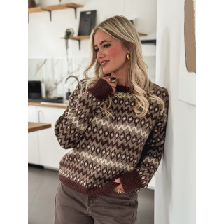 Pull à motifs Zélina - Marron