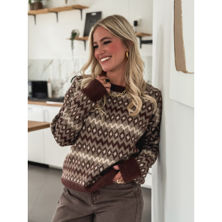 Pull à motifs Zélina - Marron