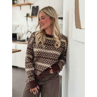 Pull à motifs Zélina - Marron