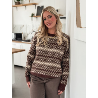 Pull à motifs Zélina - Marron