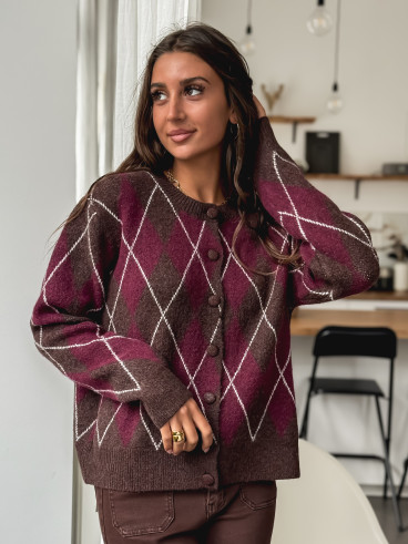 Gilet à carreaux Merve - Bordeaux Gilet à carreaux Merve - Bordeaux