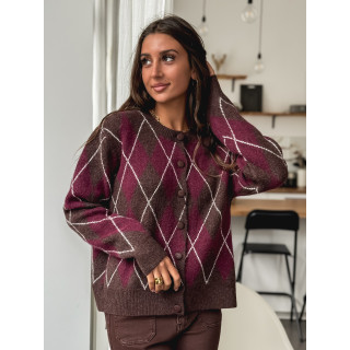 Gilet à carreaux Merve - Bordeaux