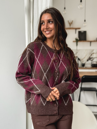 Gilet à carreaux Merve - Bordeaux