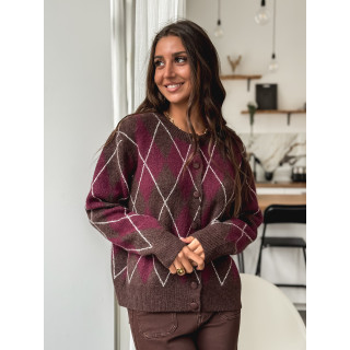 Gilet à carreaux Merve - Bordeaux