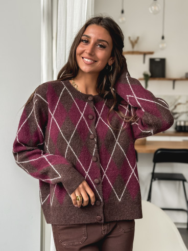 Gilet à carreaux Merve - Bordeaux Gilet à carreaux Merve - Bordeaux