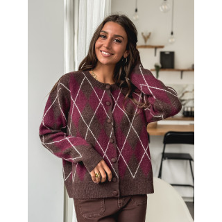 Gilet à carreaux Merve - Bordeaux