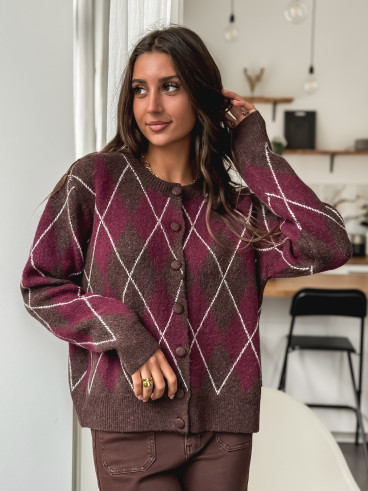 Gilet à carreaux Merve - Bordeaux Gilet à carreaux Merve - Bordeaux