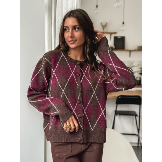 Gilet à carreaux Merve - Bordeaux