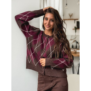 Gilet à carreaux Merve - Bordeaux