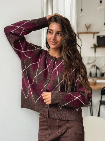 Gilet à carreaux Merve - Bordeaux Gilet à carreaux Merve - Bordeaux