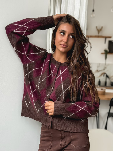 Gilet à carreaux Merve - Bordeaux Gilet à carreaux Merve - Bordeaux