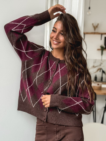 Gilet à carreaux Merve - Bordeaux